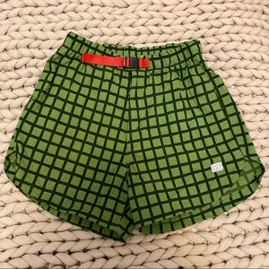 Rare! Women’s Topo Designs River Shorts - Olive Grid Sz M